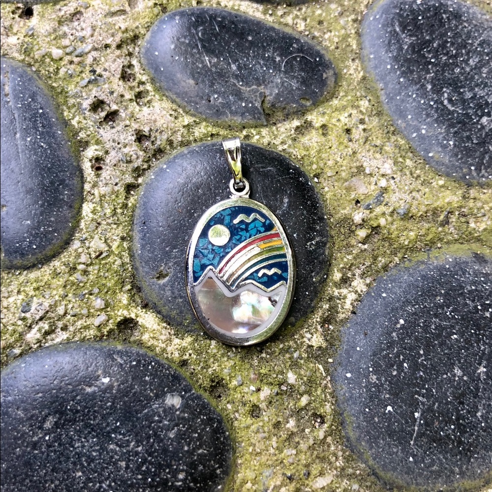 Abalone MOP Mountain Inlay Pendant - Picture 9 of 16